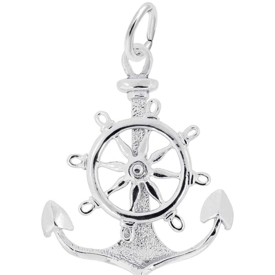 Jewelry Rembrandt | Sterling Silver Large Anchor Wheel Charm