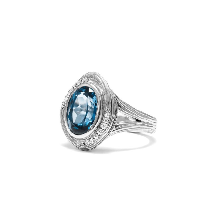 Jewelry Judith Ripka | Judith Ripka Santorini Oval Ring With Blue Topaz And Diamonds