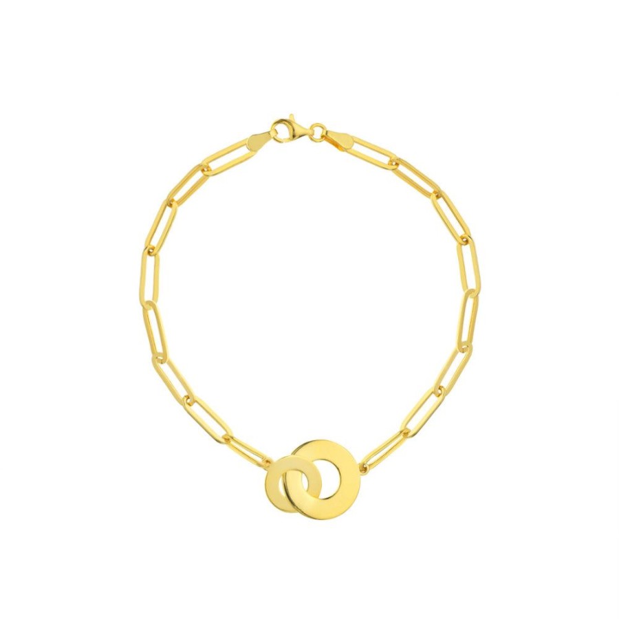 Jewelry Smyth Jewelers | 14K Interlocked Disc & Paper Clip Chain Bracelet