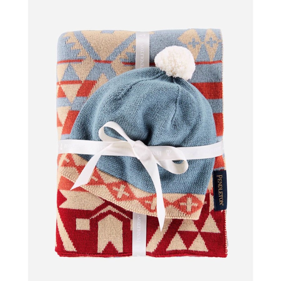 Gifts Pendleton | Pendleton Organic Cotton Baby Blanket And Hat - Canyonlands Desert Sky