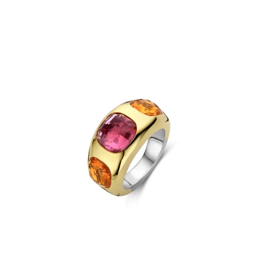 Jewelry TI SENTO - Milano | Ti Sento Chunky Dome Ring With Pink & Orange Zirconia