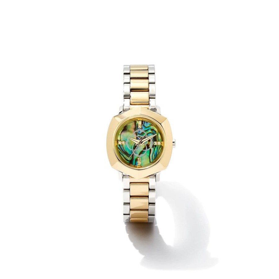 Timepieces Kendra Scott | Kendra Scott Dira Two Tone Stainless Steel 28Mm Watch In Abalone Shell