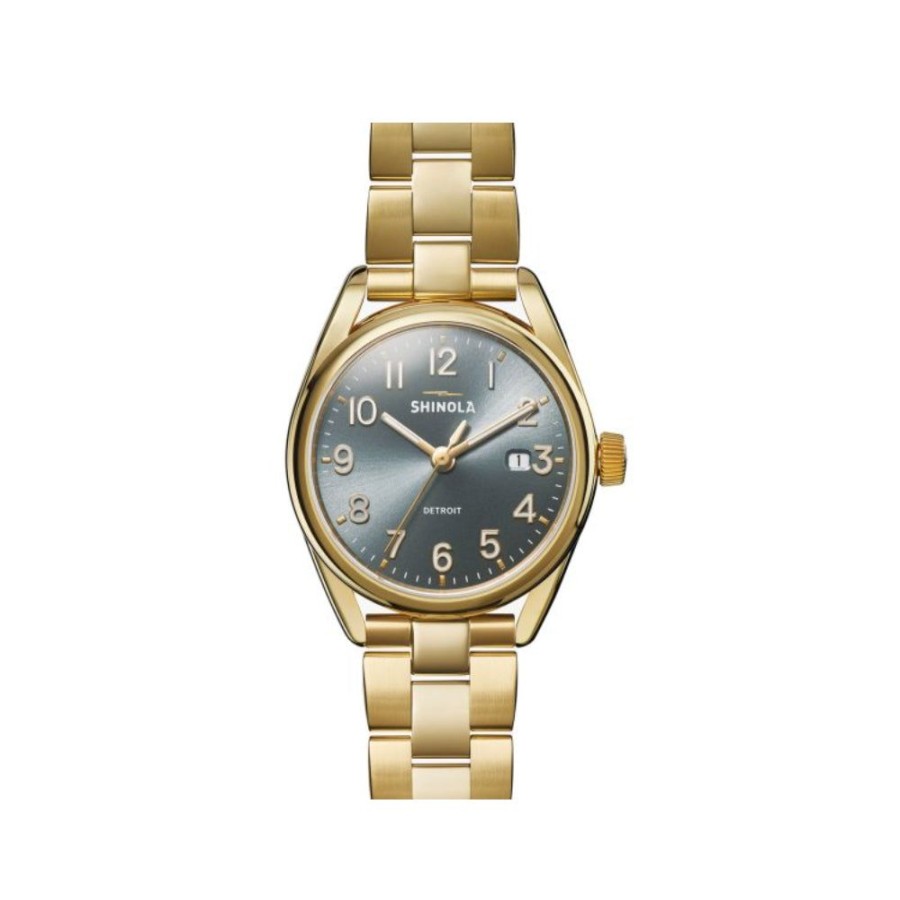 Timepieces Shinola | Shinola Derby 38Mm Polished Pvd Gold, Blue Dial