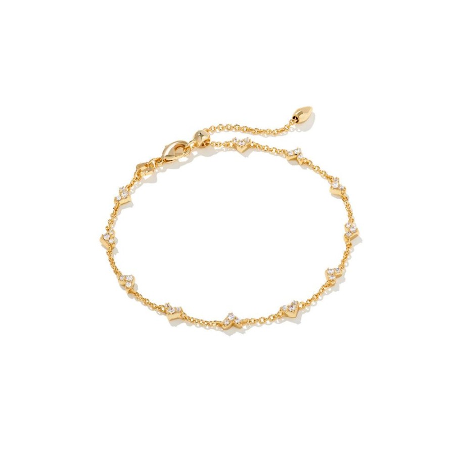 Jewelry Kendra Scott | Kendra Scott Haven Heart Delicate Chain Bracelet In White Crystal