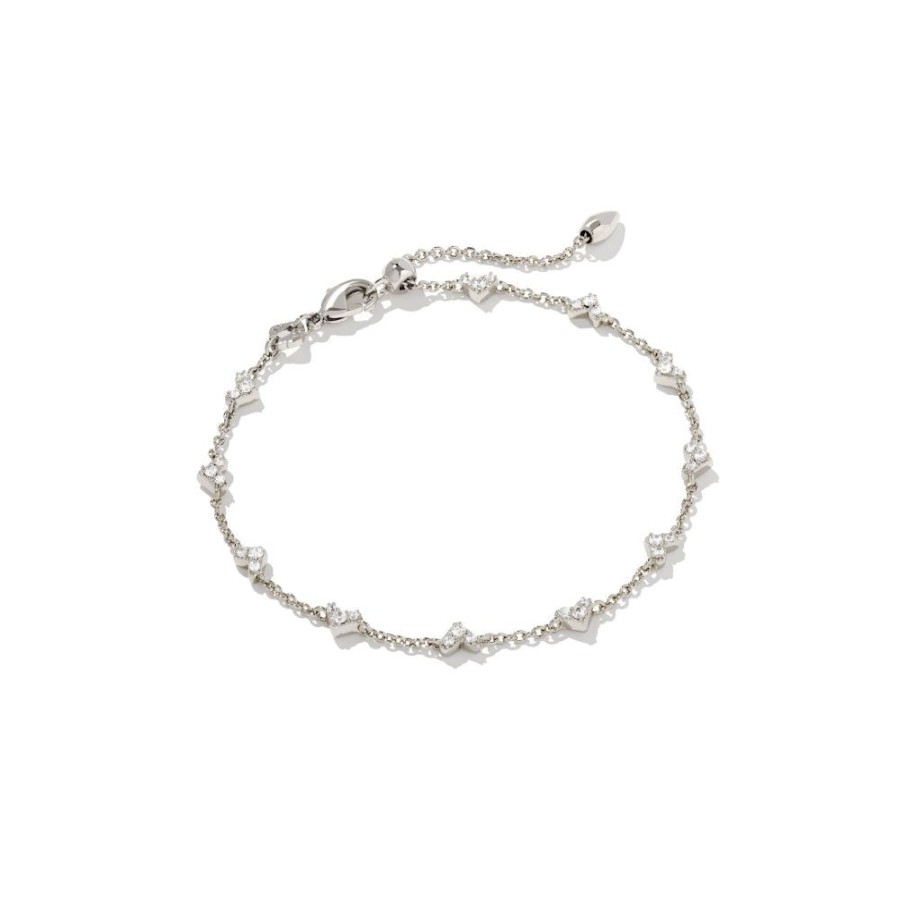 Jewelry Kendra Scott | Kendra Scott Haven Heart Delicate Chain Bracelet In White Crystal