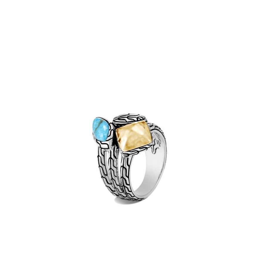 Jewelry John Hardy | John Hardy Classic Chain Hammered Turquoise Cluster Ring