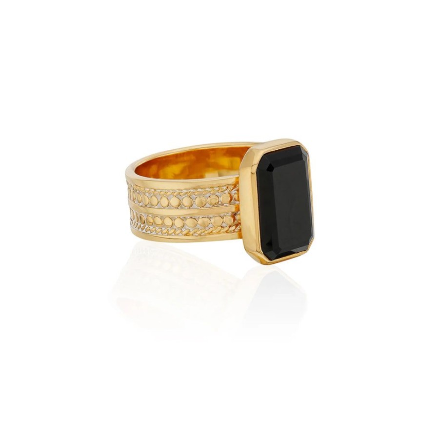 Jewelry Anna Beck | Anna Beck Large Black Onyx Rectangle Ring