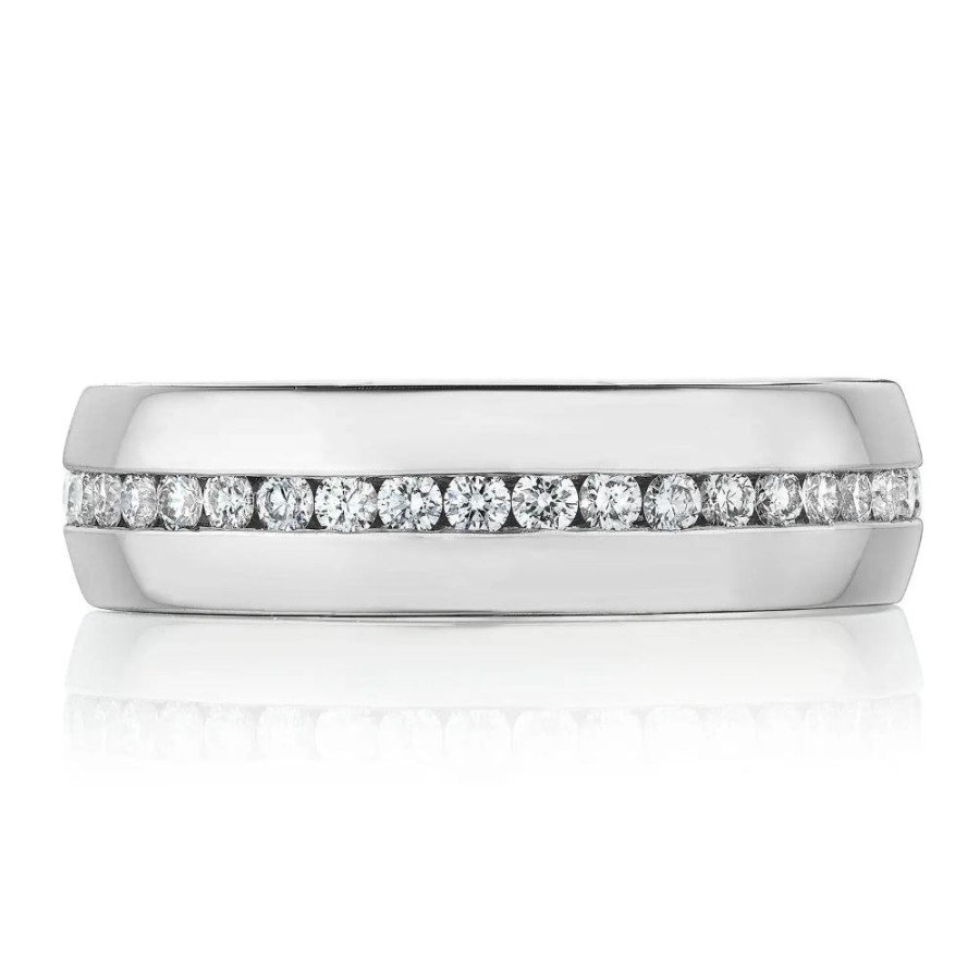 Jewelry Tacori | Tacori 18W Diamond High Polish Finish Men'S Wedding Band