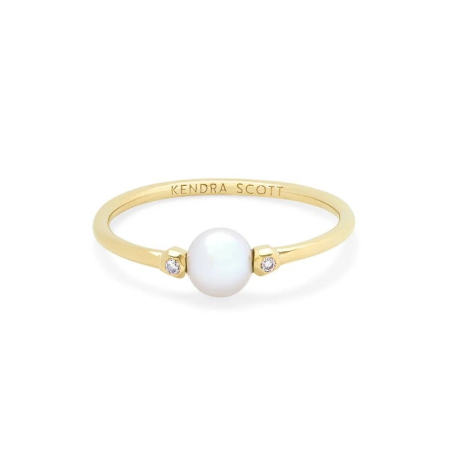 Jewelry Kendra Scott | Kendra Scott Cathleen 14K Yellow Gold Band Ring In Pearl