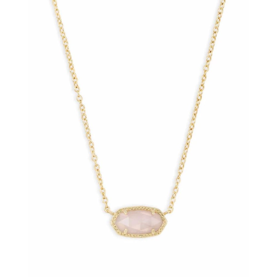 Jewelry Kendra Scott | Kendra Scott Elisa Gold Pendant Necklace In Rose Quartz