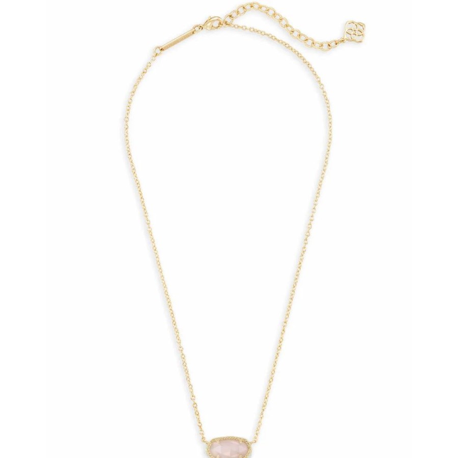 Jewelry Kendra Scott | Kendra Scott Elisa Gold Pendant Necklace In Rose Quartz