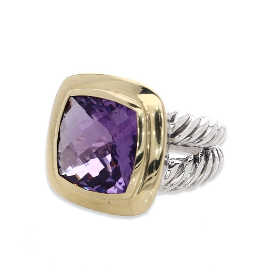 Jewelry Smyth Jewelers | Estate David Yurman Two-Tone Cushion-Cut Amethyst Ring