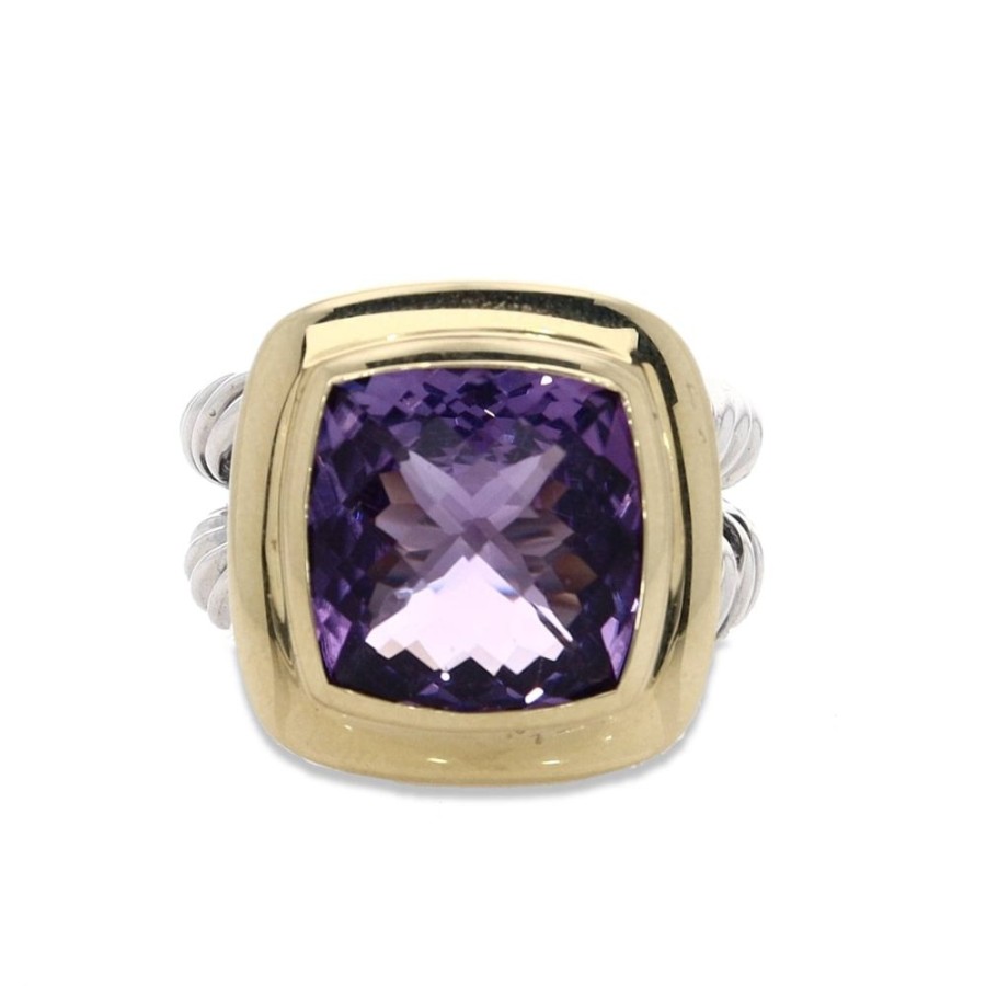 Jewelry Smyth Jewelers | Estate David Yurman Two-Tone Cushion-Cut Amethyst Ring