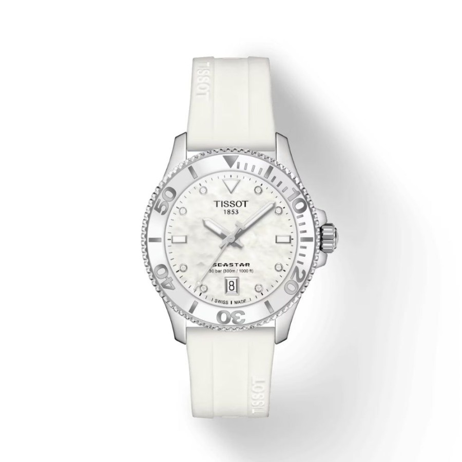 Timepieces Tissot | Tissot Ladies Seastar 1000 Quartz 36Mm Mop/Diamond Dial