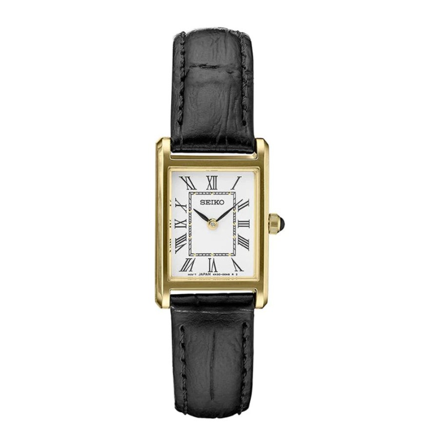 Timepieces Seiko | Seiko Essentials Ladies Analog White Dial, Black Leather Strap