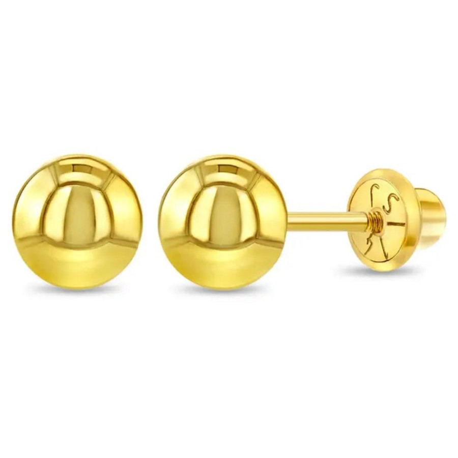 Jewelry Smyth Jewelers | Children'S 18K Yellow Gold Classic 5Mm Ball Stud Safety Screw Back Ear