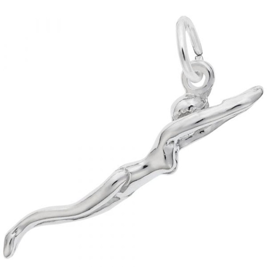 Jewelry Rembrandt | Sterling Silver Diving Female Swimmer Charm