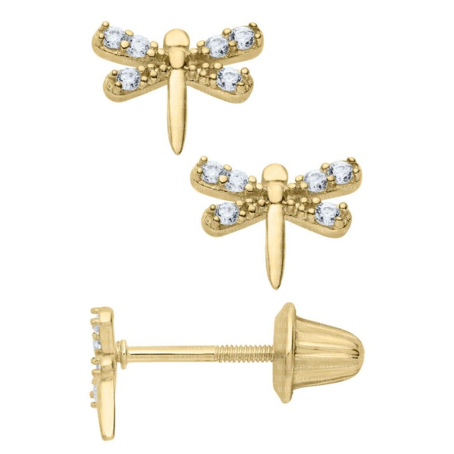 Jewelry Smyth Jewelers | Children'S 14Y Gold Dragonfly Stud Earrings