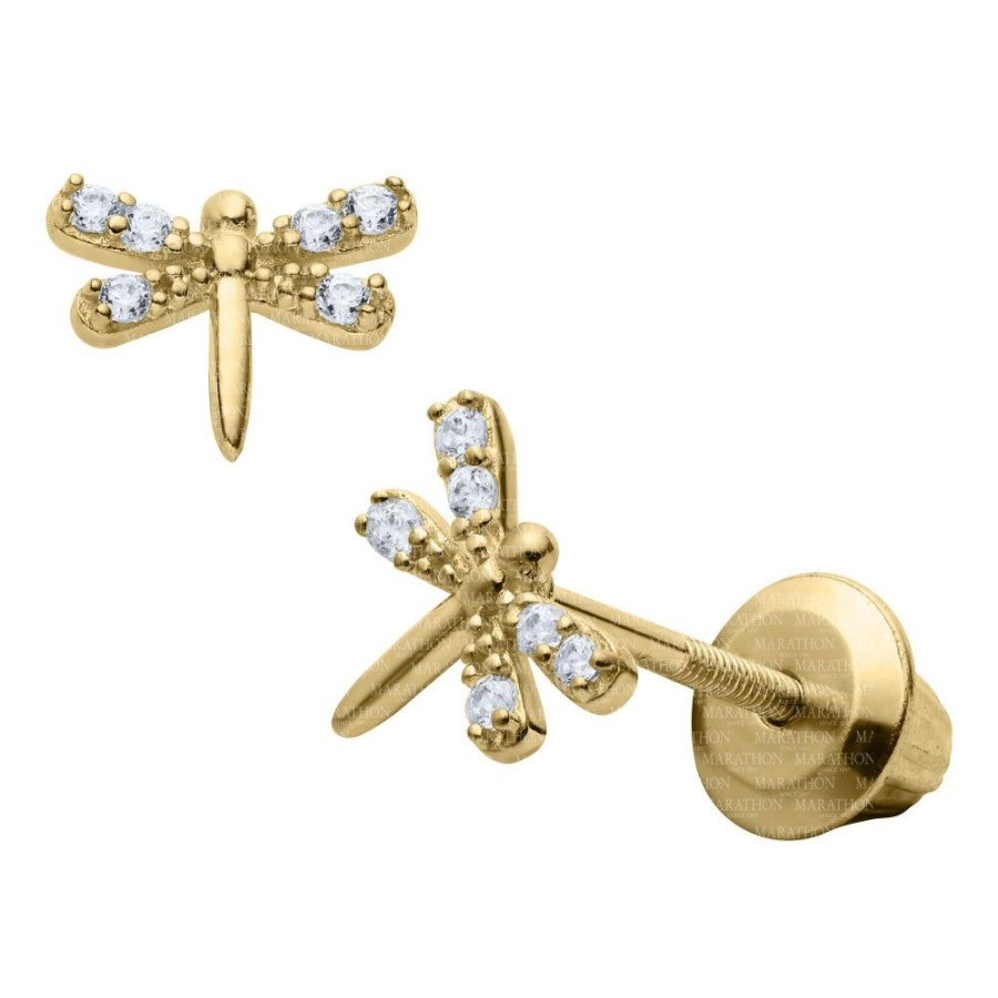 Jewelry Smyth Jewelers | Children'S 14Y Gold Dragonfly Stud Earrings