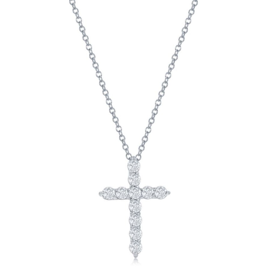 Jewelry Smyth Jewelers | 14K White Gold Diamond Cross Pendant