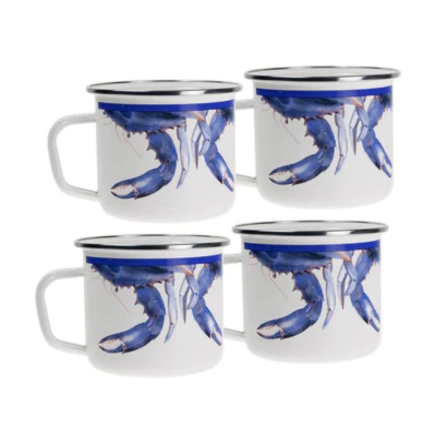 Gifts Golden Rabbit | Golden Rabbit Blue Crab Grande Mugs-Set Of 4