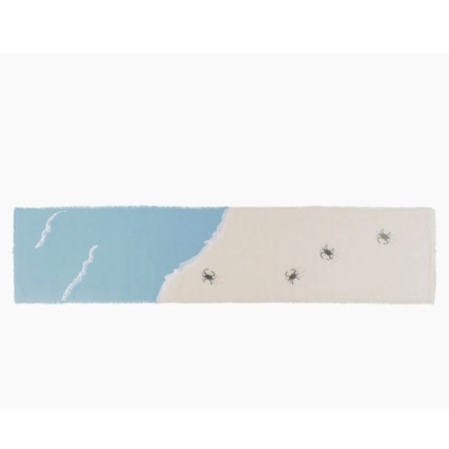 Gifts Rightside Design | Embroidered Baby Crab And Beach Waves Table Runner