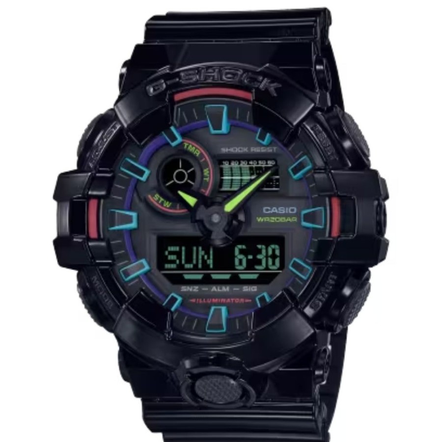 Timepieces G-SHOCK | G-Shock Analog Digital Ga-700 Series - Black With Multi-Color Accents