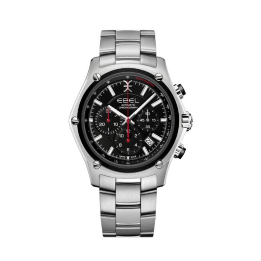 Gifts Smyth Jewelers | Estate Ebel Discovery Black Dial 43Mm Stainless Steel Chronograph Auto