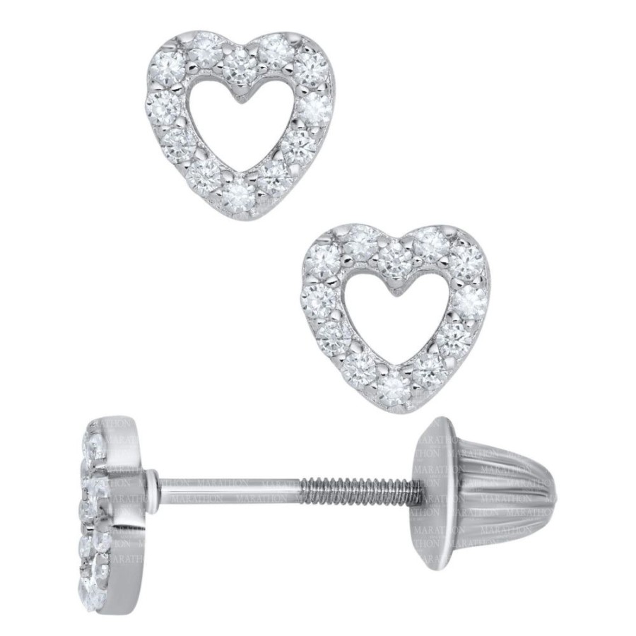 Jewelry Smyth Jewelers | Ss Children'S Open Heart Cz Earrings