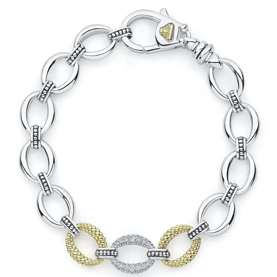 Jewelry Lagos | Lagos Caviar Lux Single Station Diamond Link Bracelet