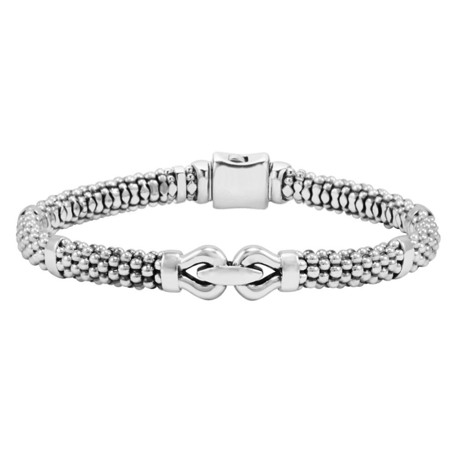 Jewelry Lagos | Lagos Derby Silver Caviar Buckle Bracelet