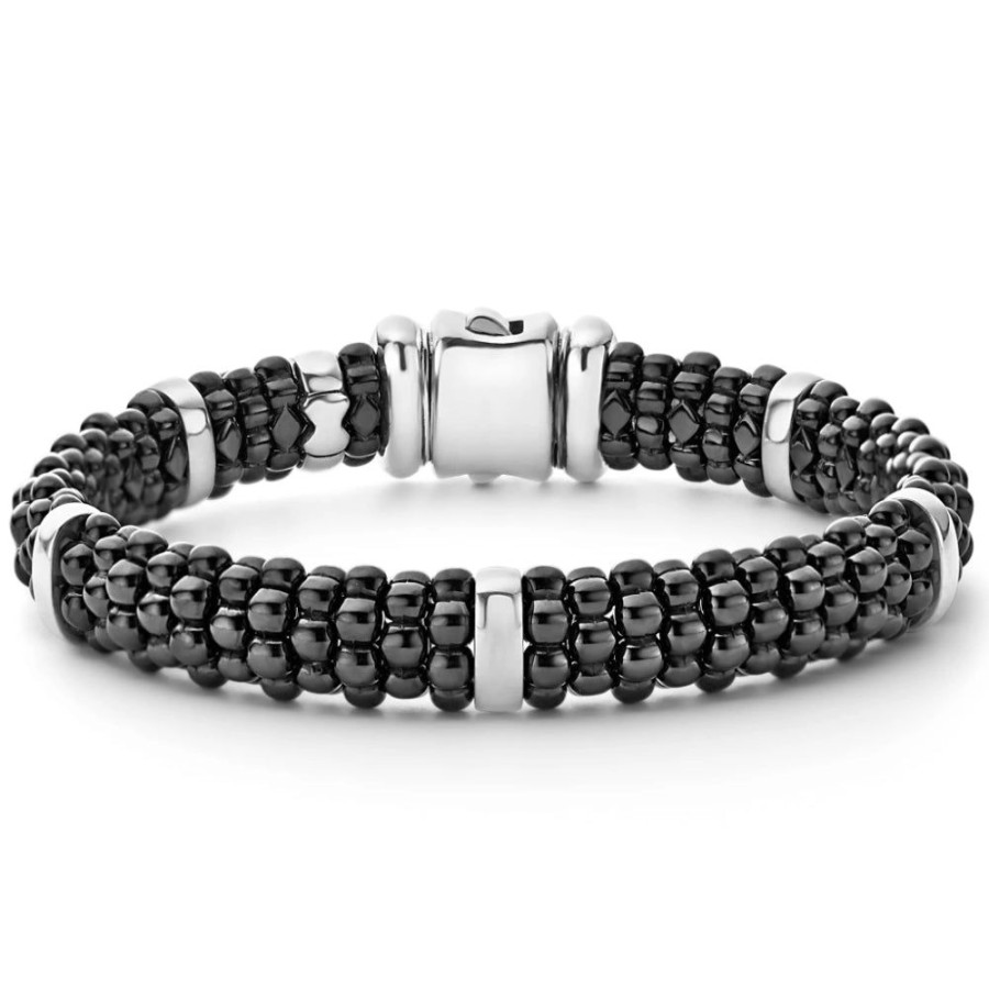 Jewelry Lagos | Lagos Black Caviar Silver Station Ceramic Bracelet