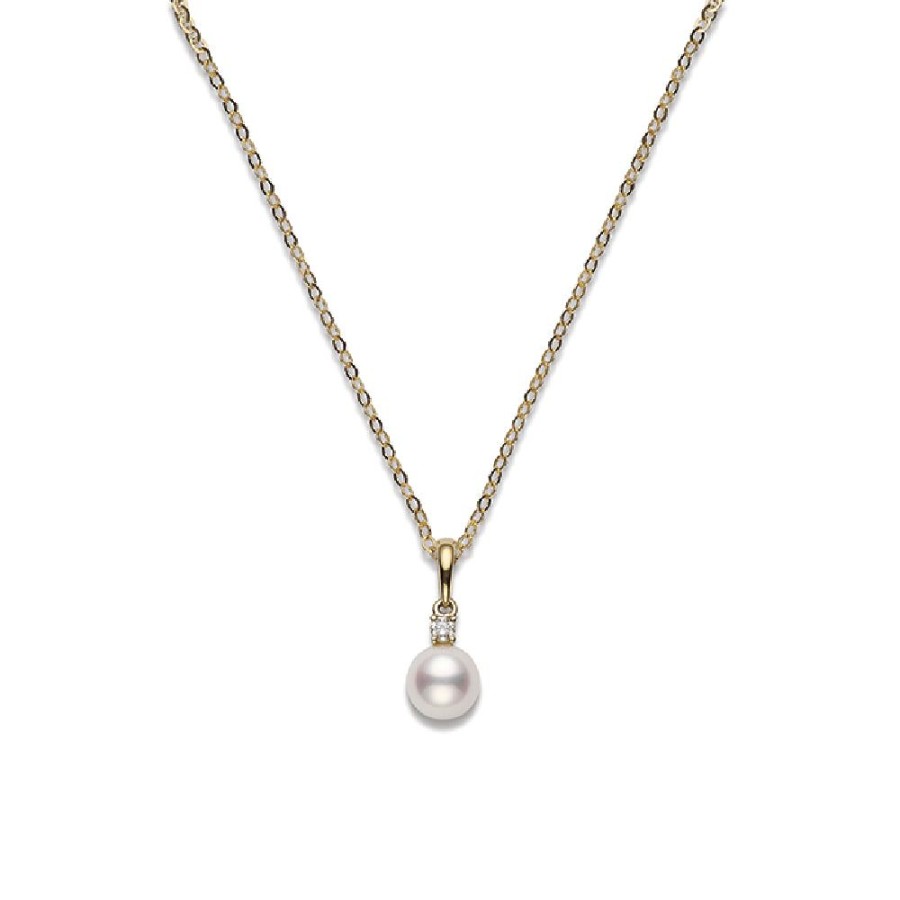 Jewelry Mikimoto | Mikimoto Single Akoya Cultured Pearl And Diamond Necklace