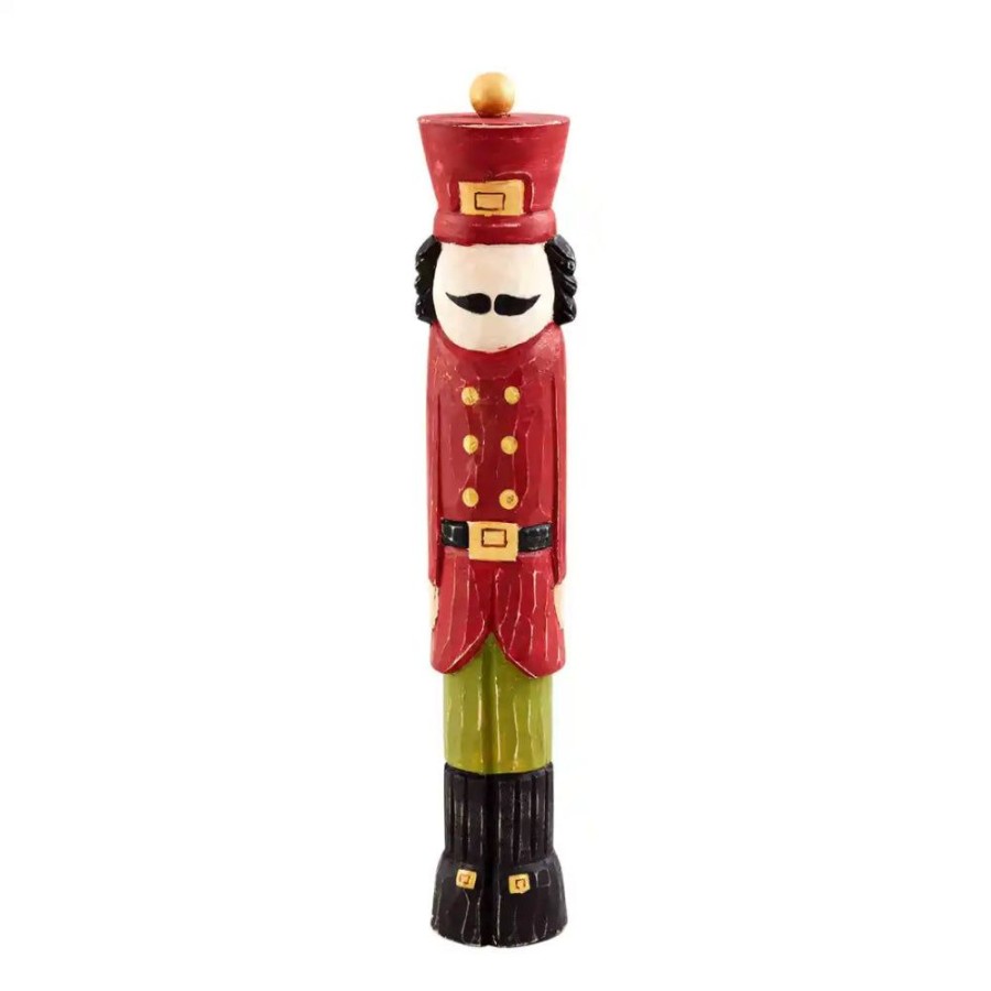 Gifts Mud Pie | Mud Pie Red Wood Nutcracker Sitter