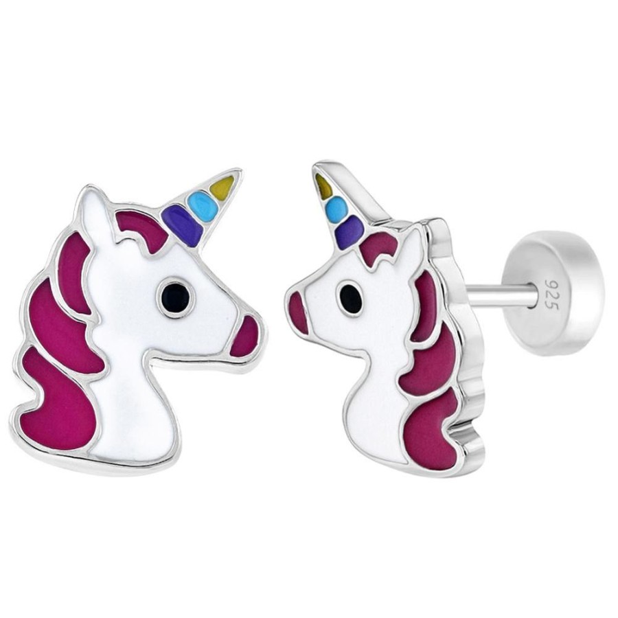 Jewelry Smyth Jewelers | Children'S Sterling Silver Multi Color Unicorn Stud Earrings