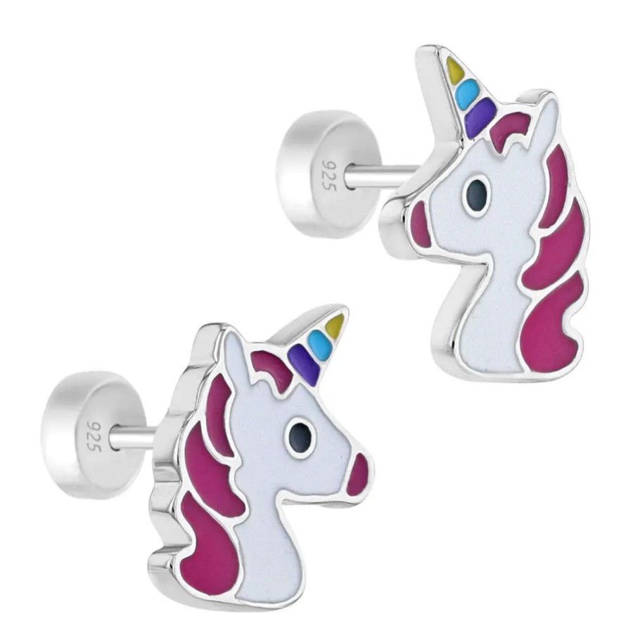 Jewelry Smyth Jewelers | Children'S Sterling Silver Multi Color Unicorn Stud Earrings