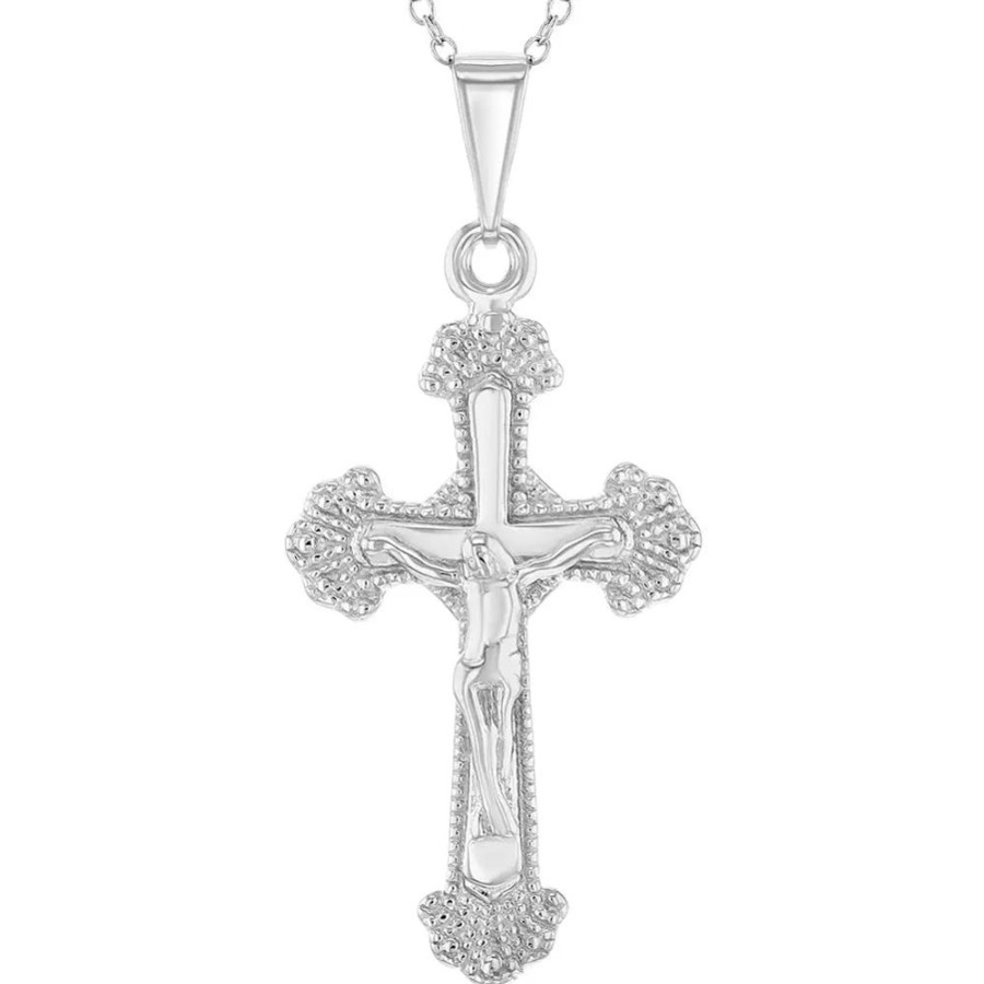 Jewelry Smyth Jewelers | Children'S Sterling Silver Cross Crucifix Pendant Necklace