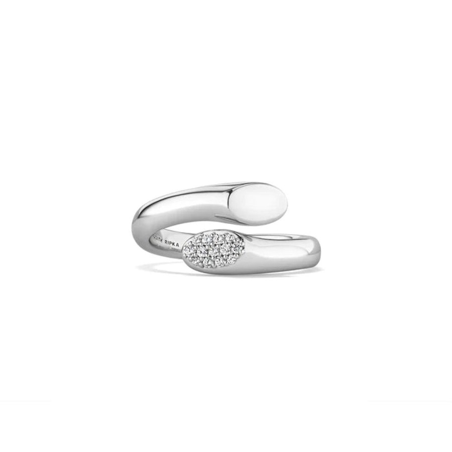 Jewelry Judith Ripka | Judith Ripka Sterling Silver Gaia Bypass Ring With Diamonds