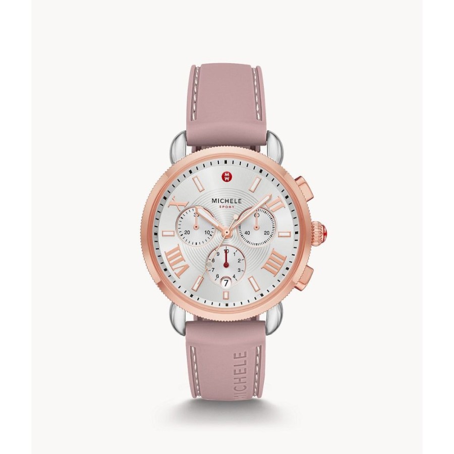 Timepieces Michele | Michele Sporty Sport Sail Rose Silicone Watch