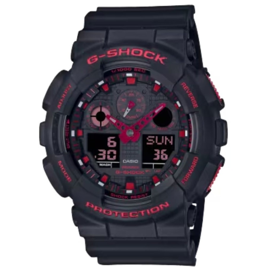 Timepieces G-SHOCK | G-Shock Analog Digital Ga-100 Series - Black With Red Accents