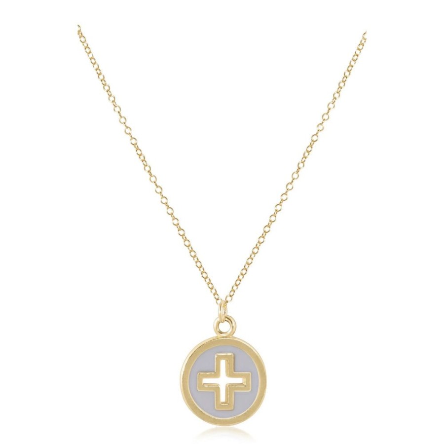 Jewelry enewton | Enewton 16" Gold Necklace - Off-White Signature Cross Gold Disc