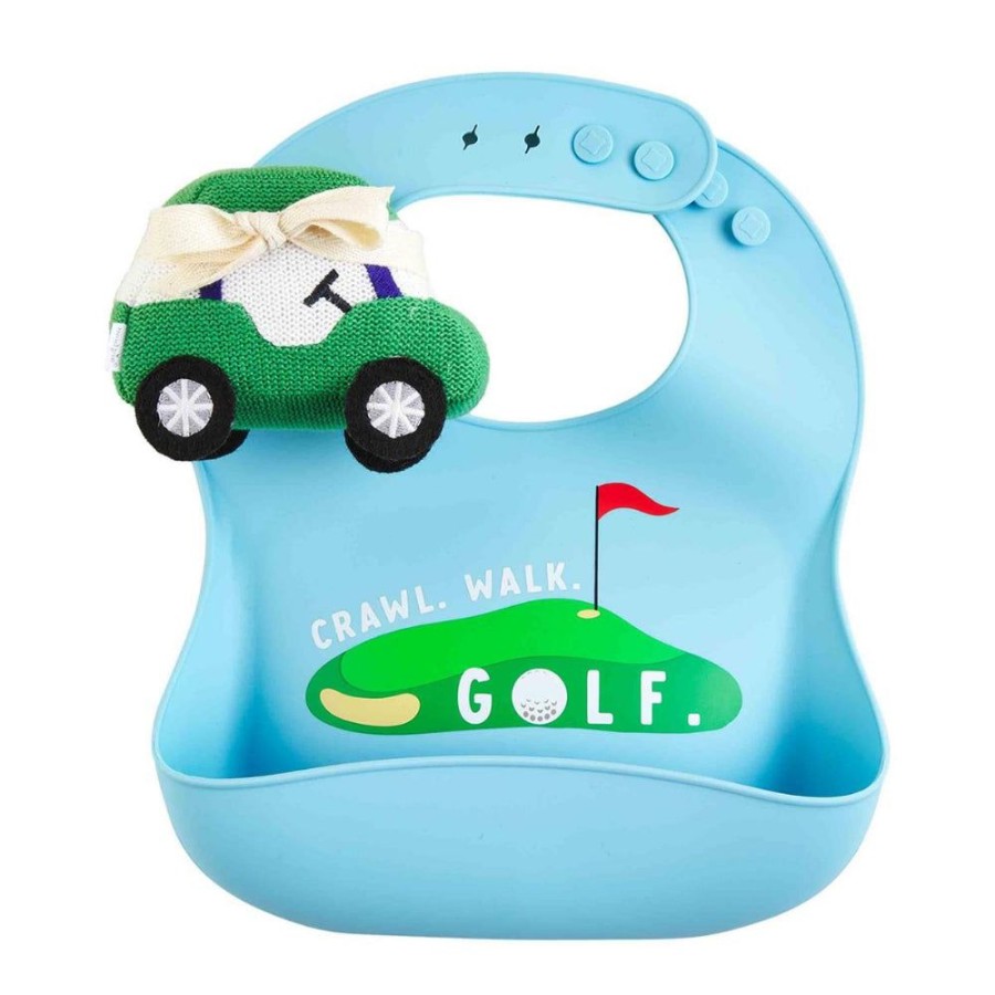 Gifts Mud Pie | Mud Pie Golf Cart Bib & Rattle Set