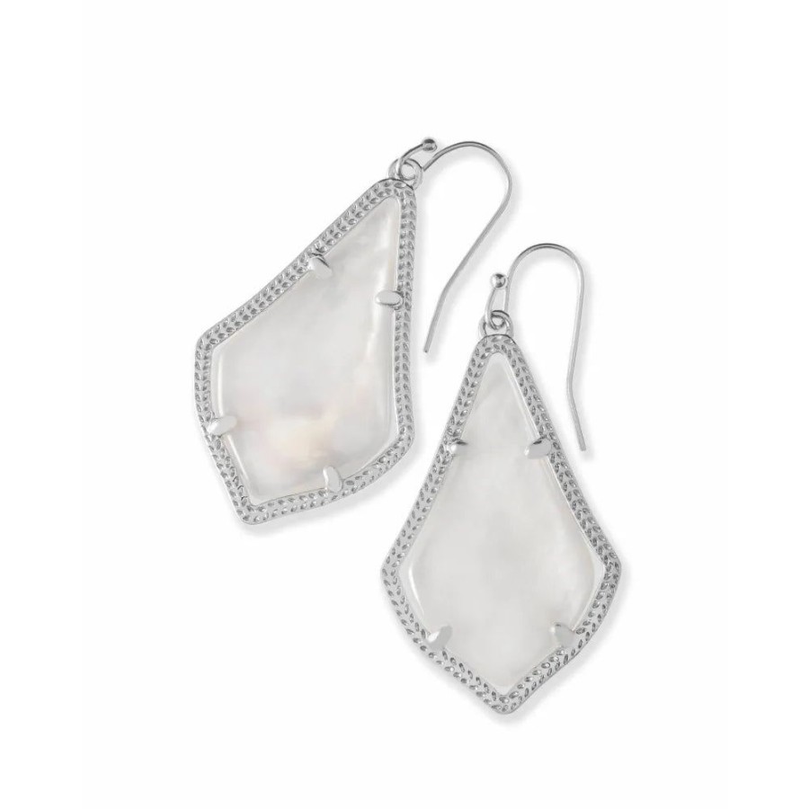 Jewelry Kendra Scott | Kendra Scott Alex Rhodium Drop Earrings In Ivory Mother Of Pearl