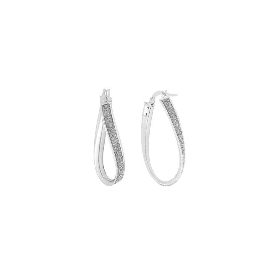 Jewelry Smyth Jewelers | 14K Twisted Oval Sparkle Hoop Earrings