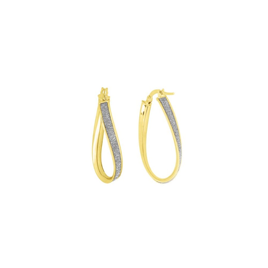 Jewelry Smyth Jewelers | 14K Twisted Oval Sparkle Hoop Earrings