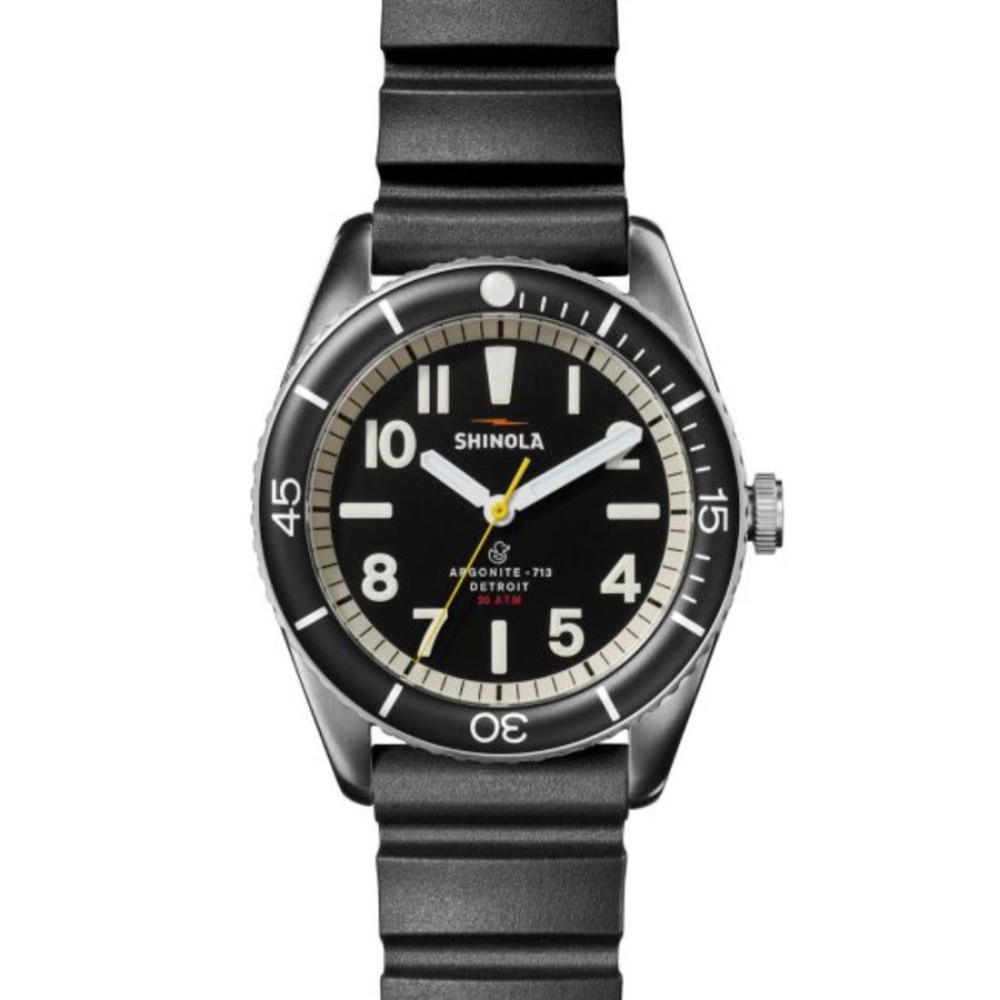 Timepieces Shinola | Shinola "The Duck" Dive 42Mm Black Dial And Rubber Strap Quartz