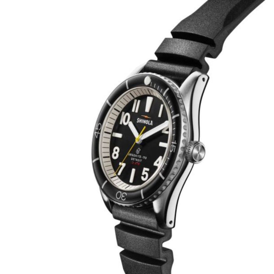 Timepieces Shinola | Shinola "The Duck" Dive 42Mm Black Dial And Rubber Strap Quartz