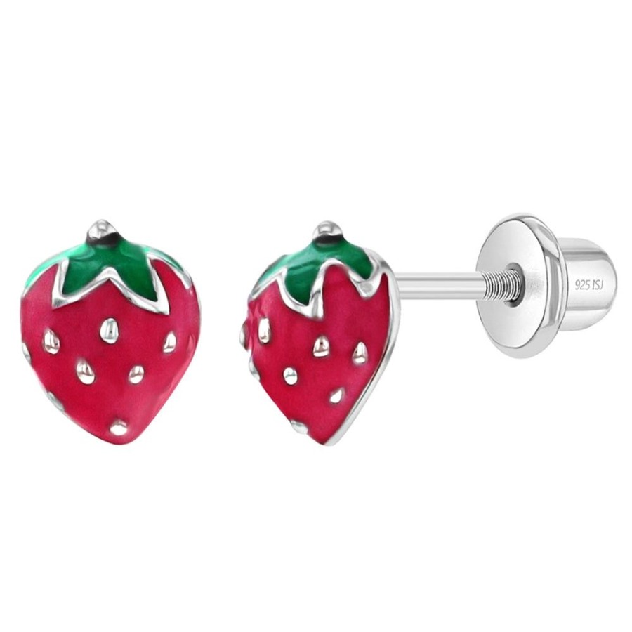 Jewelry Smyth Jewelers | Children'S Sterling Silver Enamel Strawberry Stud Earrings