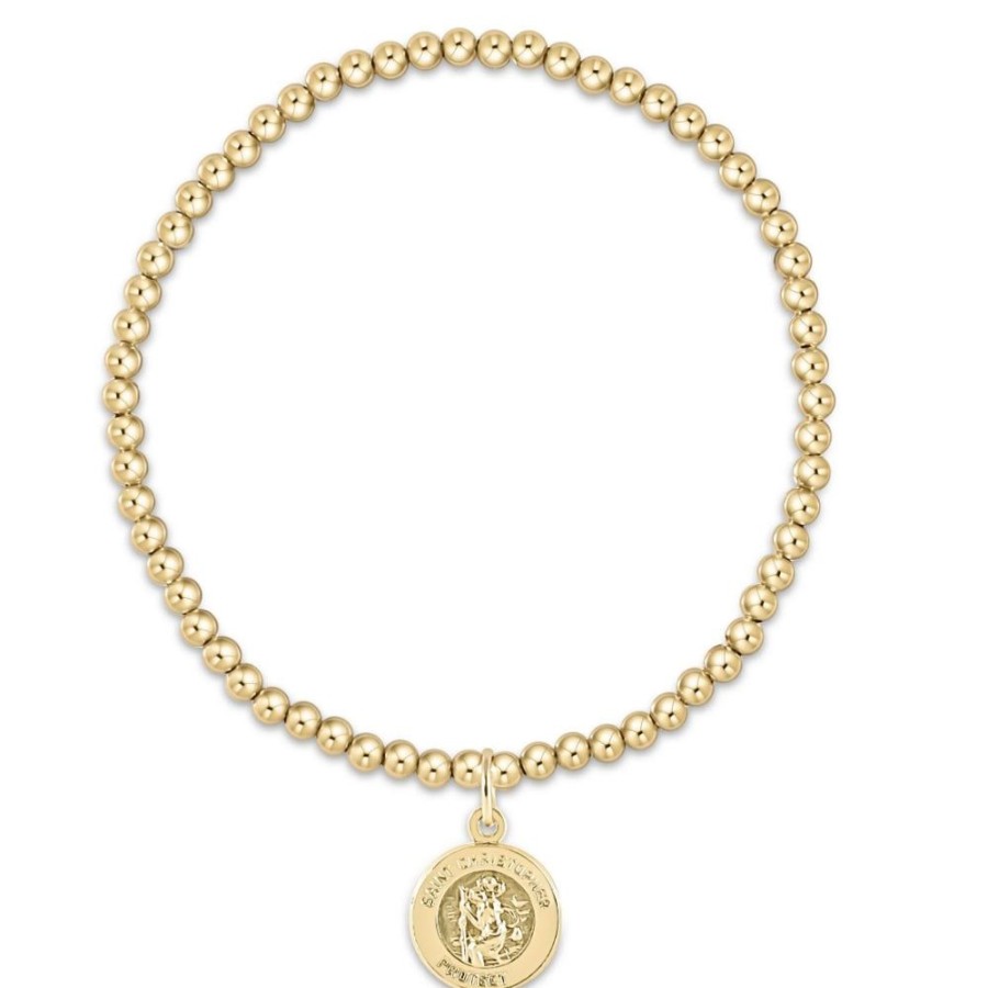 Jewelry enewton | Enewton Extends Classic Gold 3Mm Bead Bracelet - Protection Gold Disc