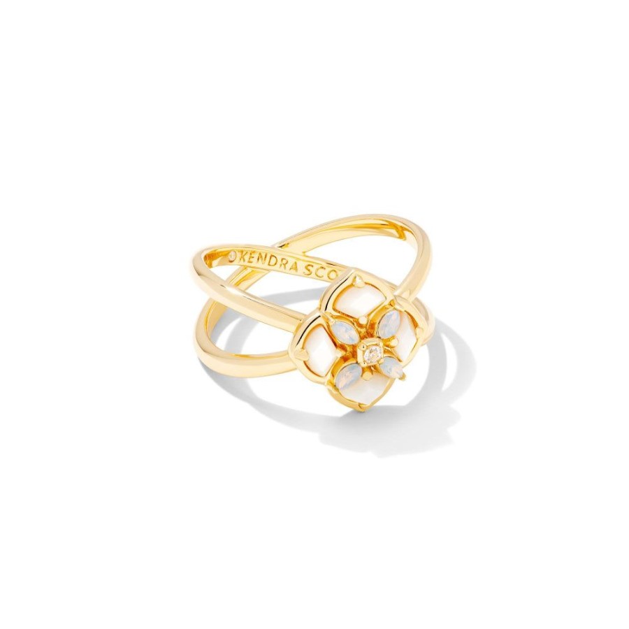 Jewelry Kendra Scott | Kendra Scott Dira Stone Gold Double Band Ring In Ivory Mix